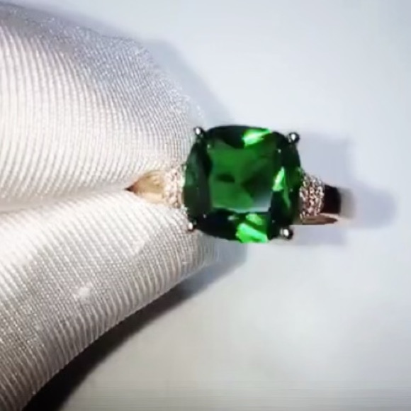 🆕18k RG/925 Silver Lab Created Emerald Ring - Picture 6 of 8